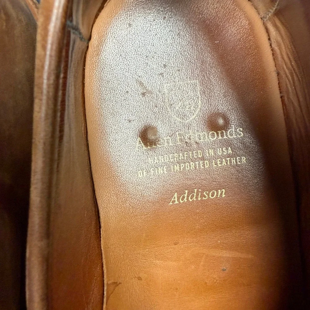 Allen Edmonds Addison Penny Loafer Mens 11.5 D Tan Leather Red Dainite Sole 4614
